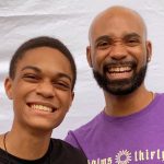 Paul-Mikel Williams (left), voice of Trey Calhoun, with his radio brother Preston Butler III, voice of Cooper Calhoun