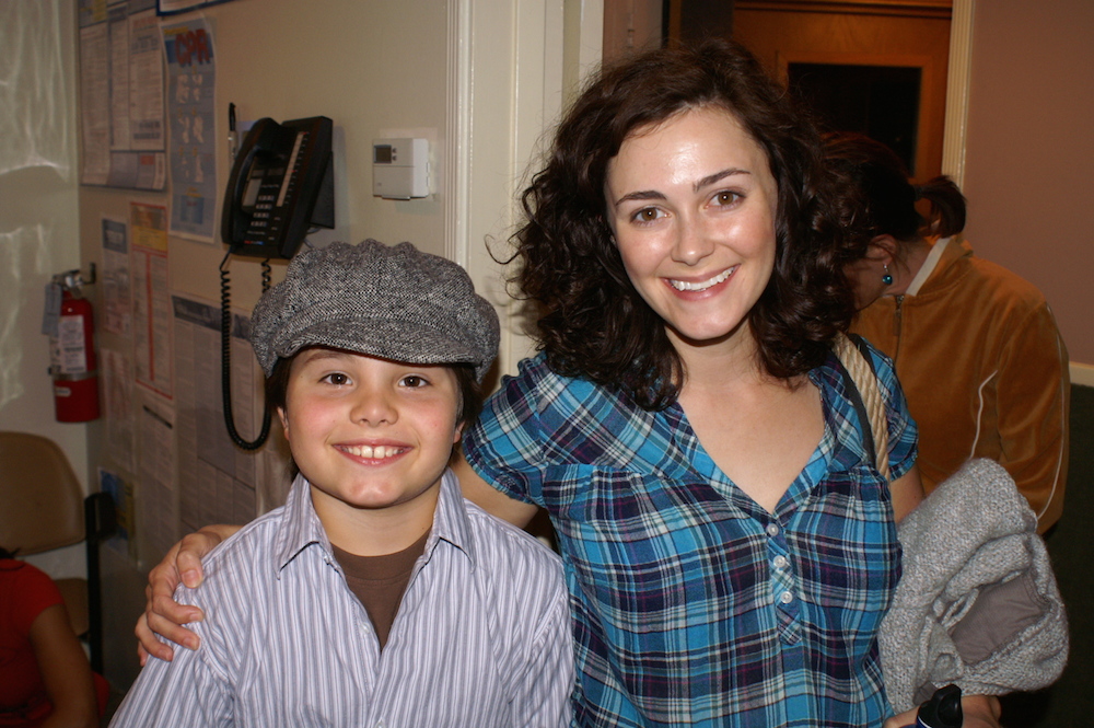Zach Callison (voice of Matthew) and Amanda Troop (voice of Eva) at their first Odyssey recording session, 2009