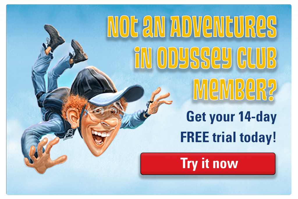 Promotional ad for free trail for the Adventures in Odyssey Club