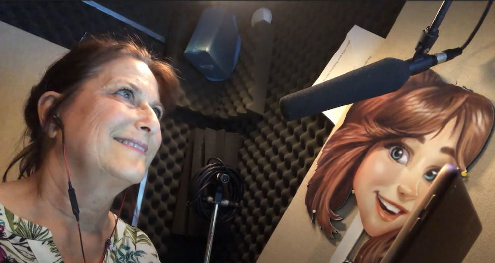 Katie Leigh (voice of Connie) recording from her home studio